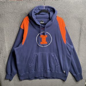 Vintage Nike Illinois Fighting Illini Hoodie Sweatshirt Center Swoosh Men's 2XL